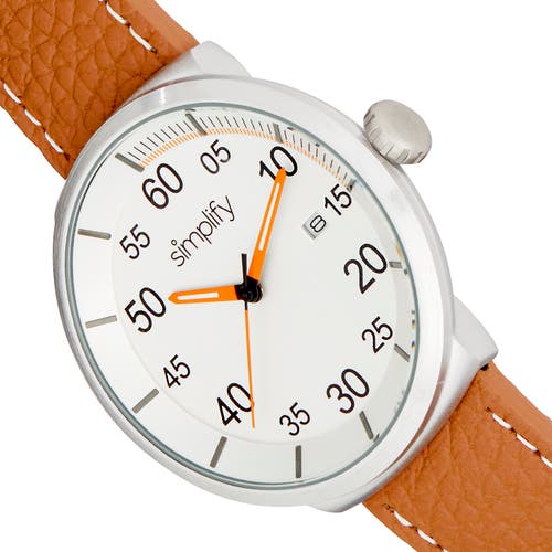 Simplify The 7100 Leather-band Watch W/date In Brown