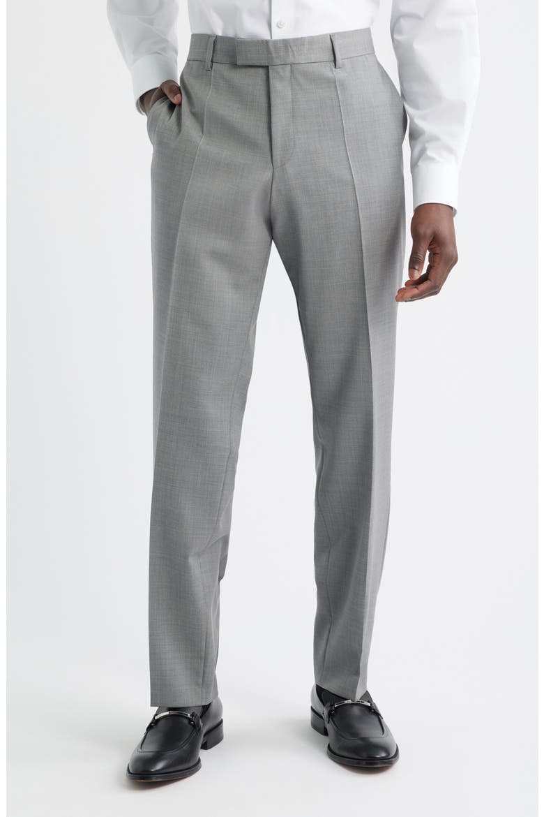 BOSS Men's George Flat Front Wool Suit Pants - Gray