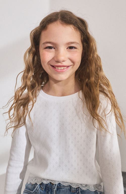 Next Kids' Scalloped Hem T-shirt In White