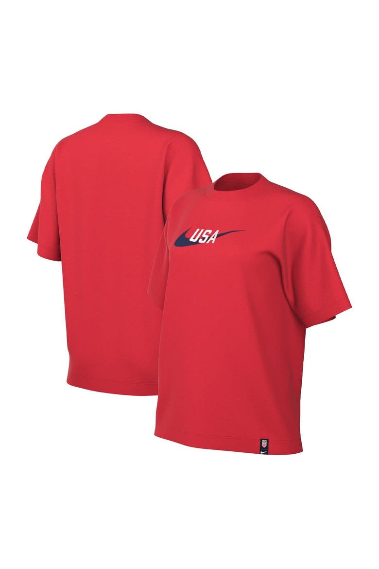 Women's Nike  Red USMNT Swoosh T-Shirt, Main, color, Red