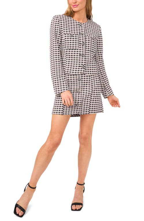 Cece Metallic Button Front Tweed Miniskirt In Multi