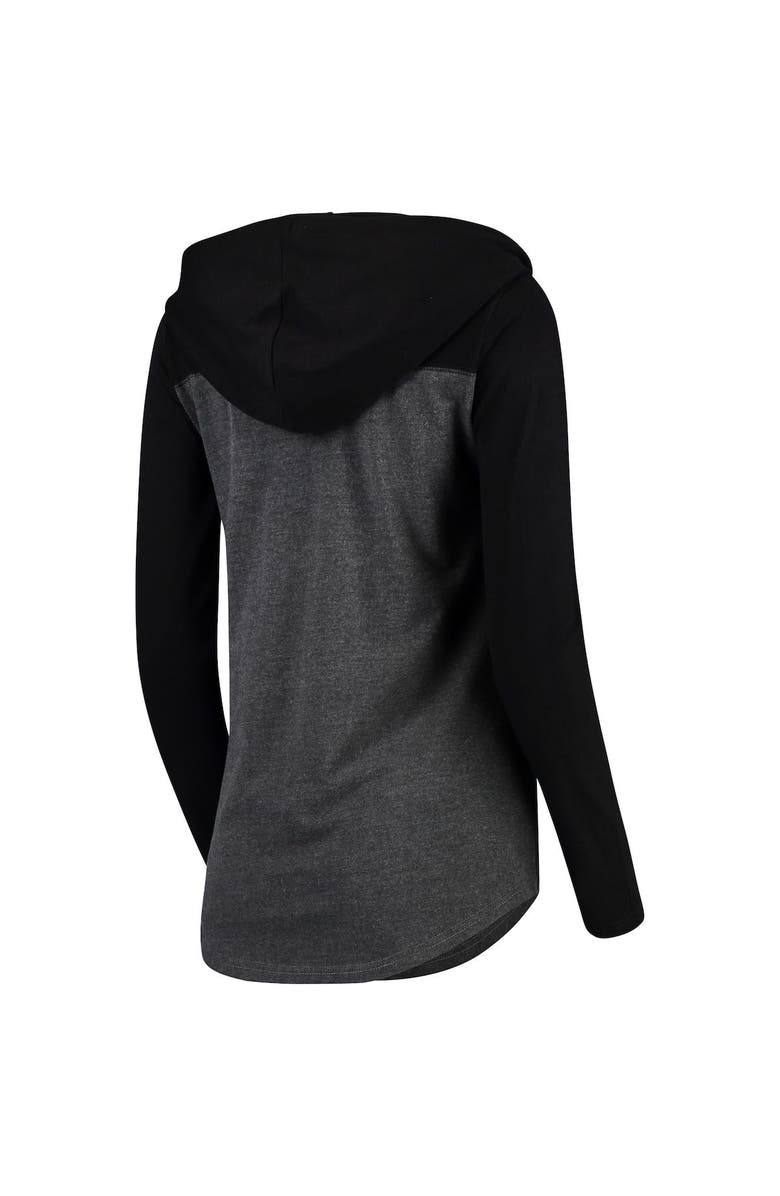 CAMP DAVID Women's Charcoal Clemson Tigers Knockout Color Block Long Sleeve V-Neck Hoodie T-Shirt, Alternate, color,