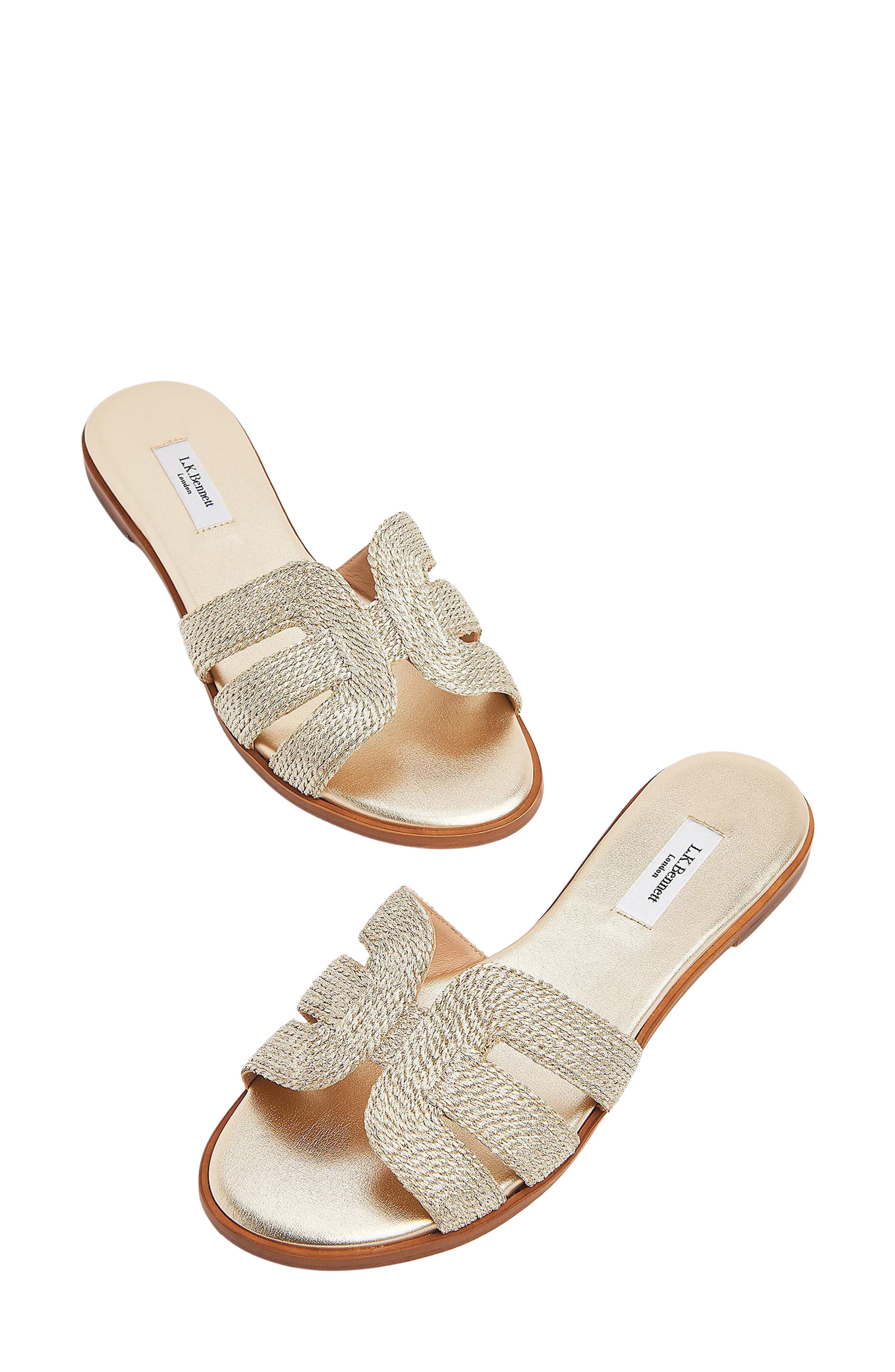LK Bennett Riley Metallic Sandal, Alternate, color, Soft Gold