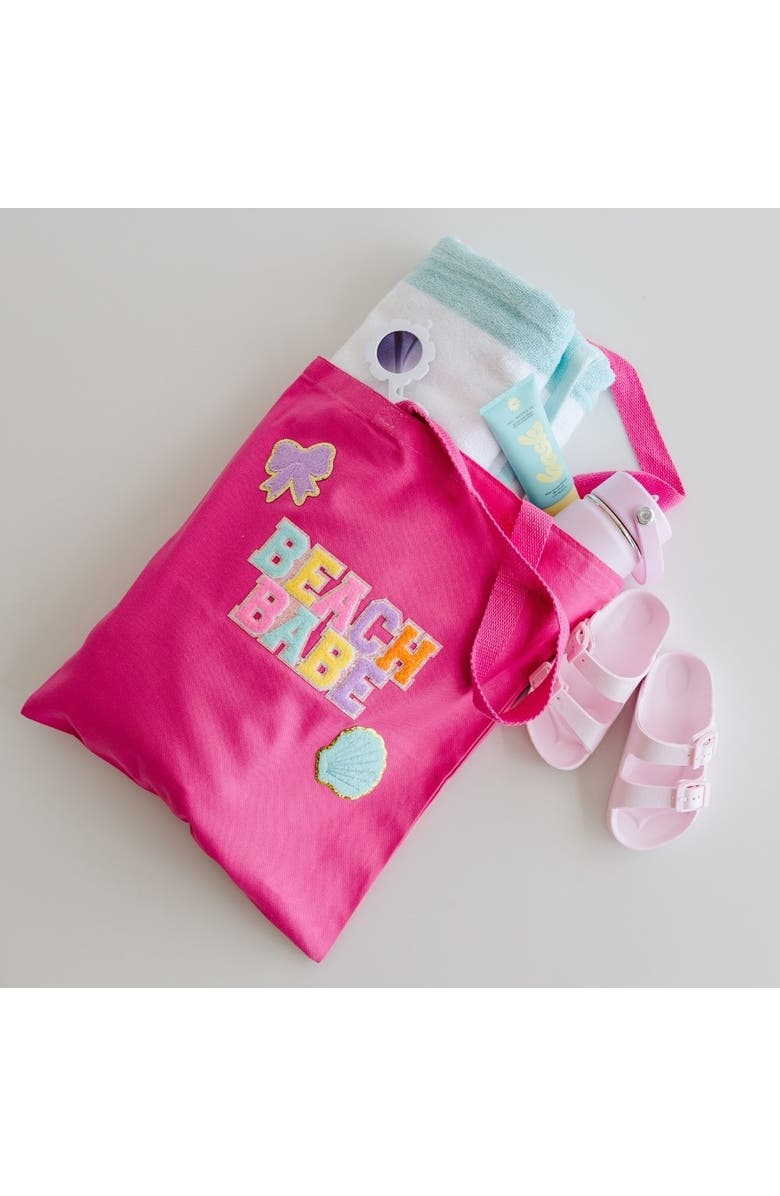 Sweet Wink Beach Babe Patch Tote, Alternate, color, Raspberry Pink