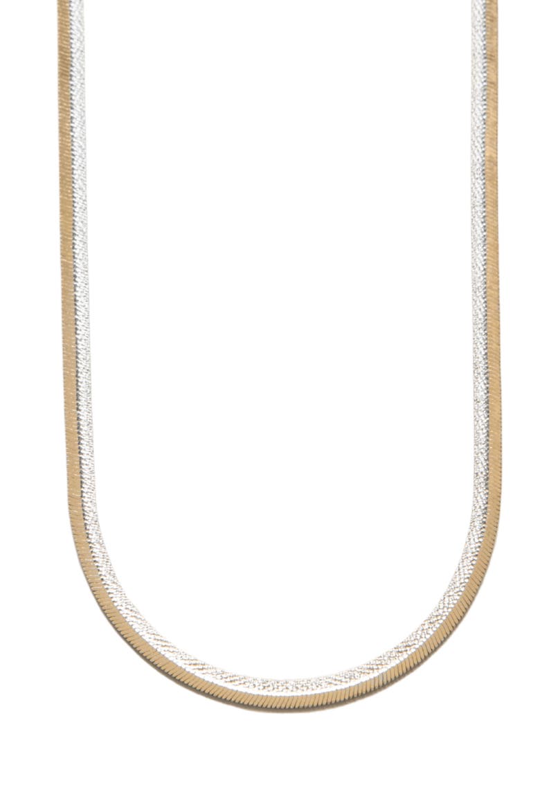 Two-Tone Flat Snake Chain Necklace, Main, color, GOLD/ SILVER