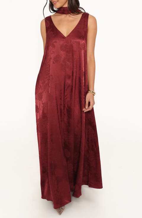 Aeryn V-Neck Scarf Maxi Dress