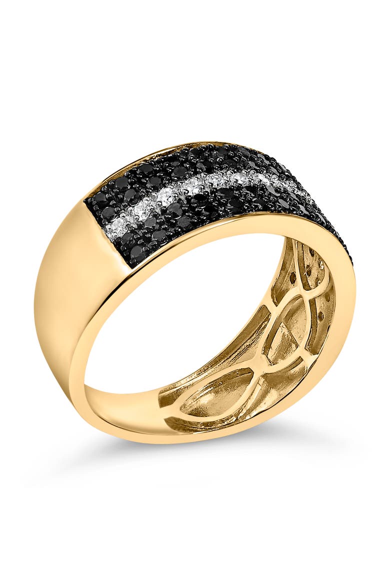 Men's 10K Yellow Gold 1.00 ctw White and Black Diamond Cluster Ring, Alternate, color, Yellow Gold