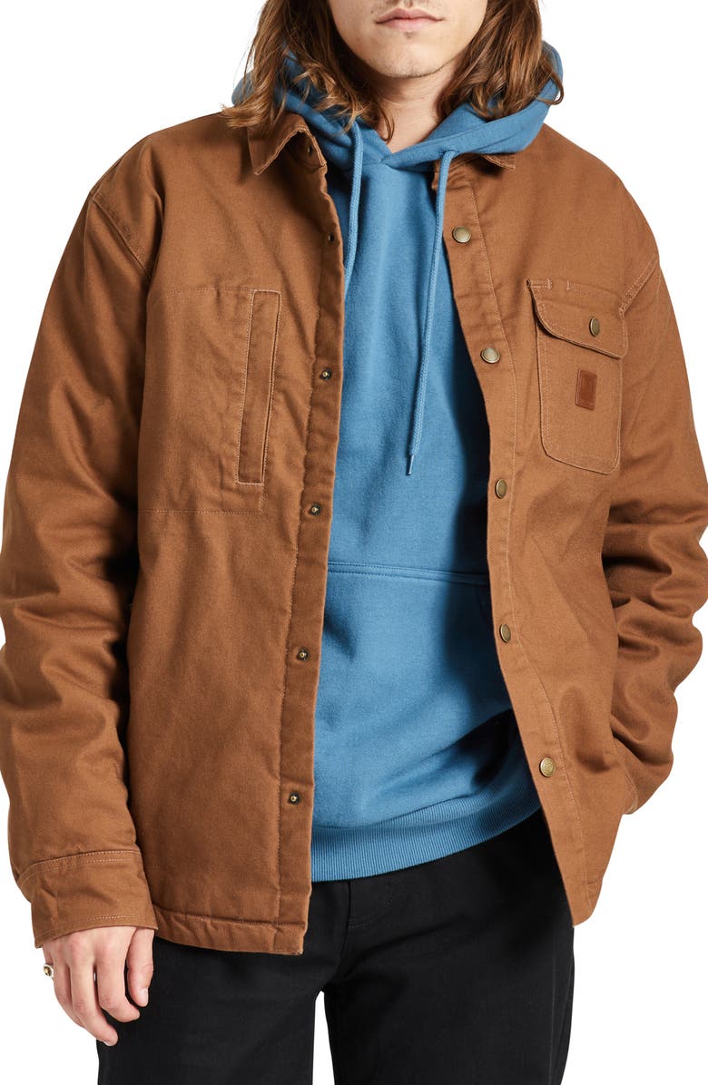 Brixton Builders Plaid Lining Cotton Blend Shirt Jacket, Alternate, color, 