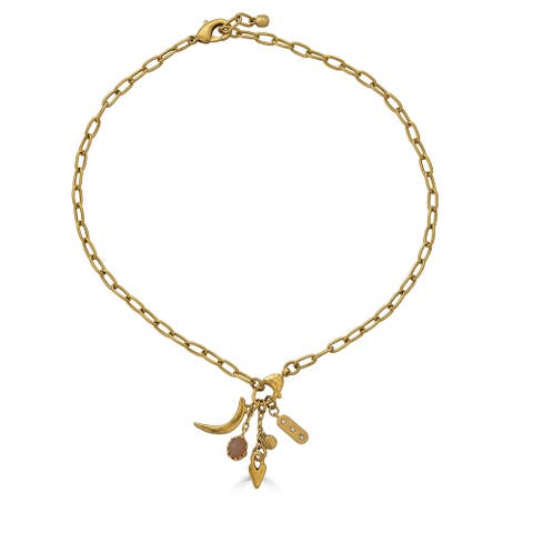 Peach Moonstone Talisman Drop Necklace