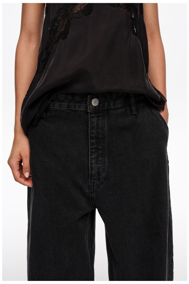 WIDE LEG - Washed Denim Trousers, Alternate, color, WASHED BLACK