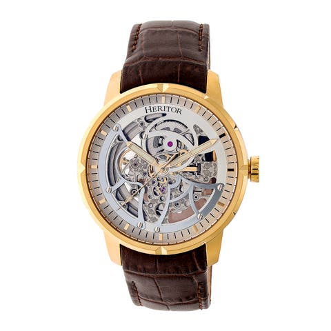 Ryder Skeleton Leather-Band Watch