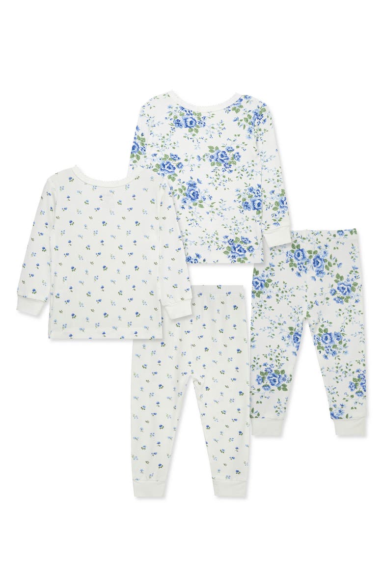 Little Me Floral Toile 2-Pack Stretch Viscose Pajama Set, Alternate, color, Blue