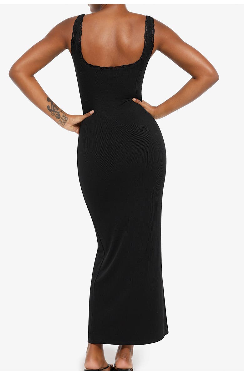 Popilush Shapewear Modal Slimming Lace Trim Henley Tank Maxi Spring Resort Dress, Alternate, color,