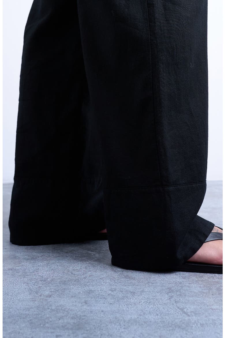 Linen Blend Straight Leg Pants, Alternate, color, BLACK