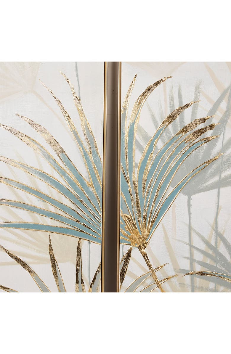 WILLOW ROW Brown Canvas Handmade Palm Leaf Framed Wall Art - Set of 3, Alternate, color, Brown