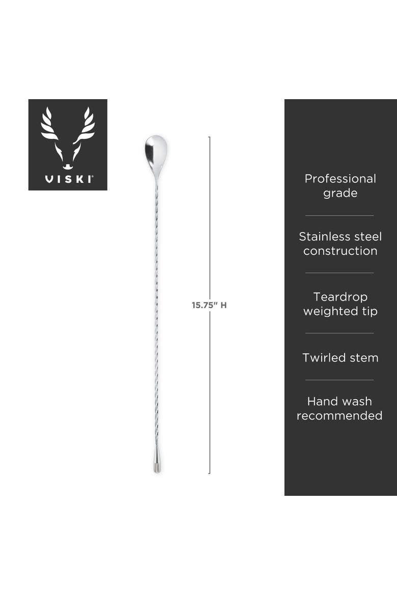 Harrison Weighted Bar Spoon in Stainless Steel, Alternate, color, Silver