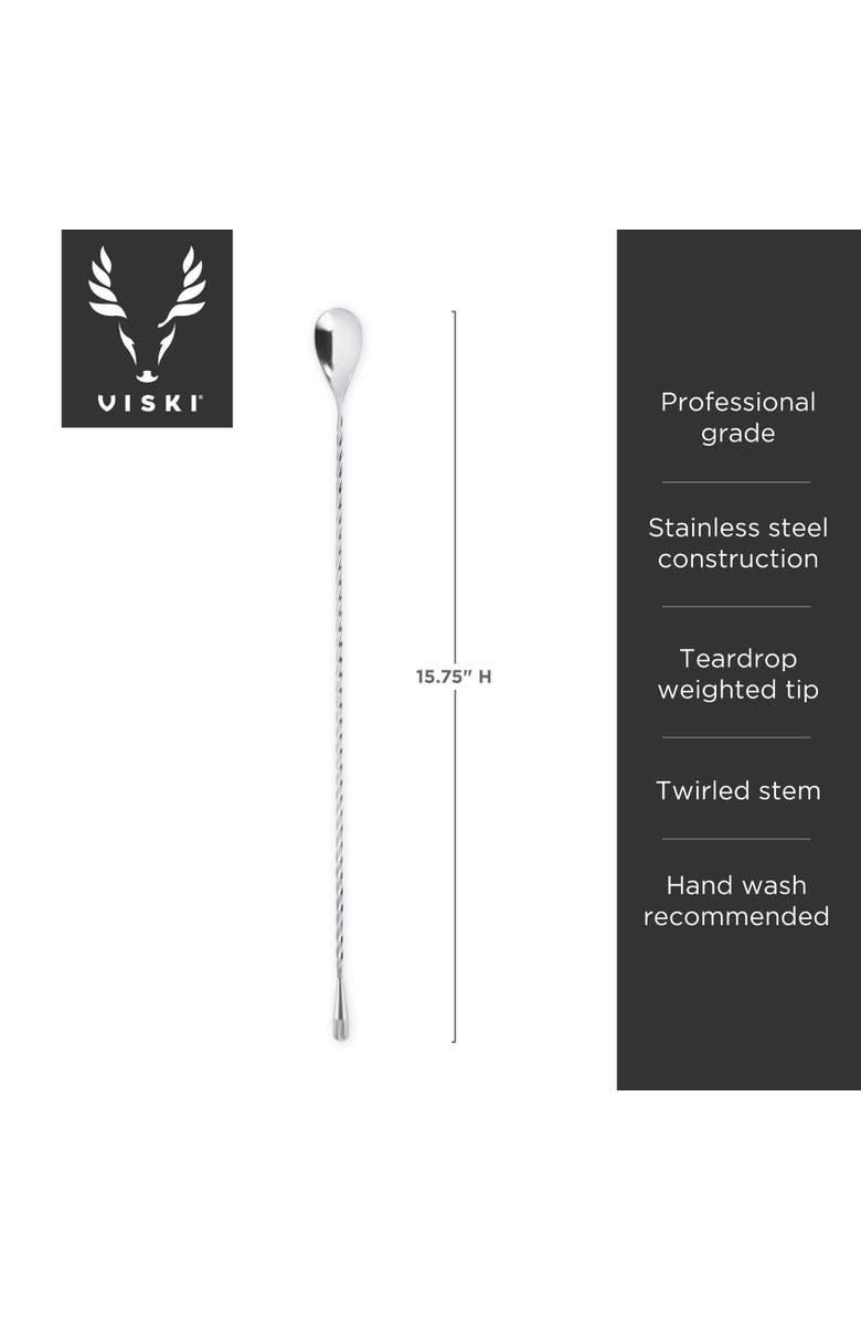 Viski Harrison Weighted Bar Spoon in Stainless Steel, Alternate, color, Silver