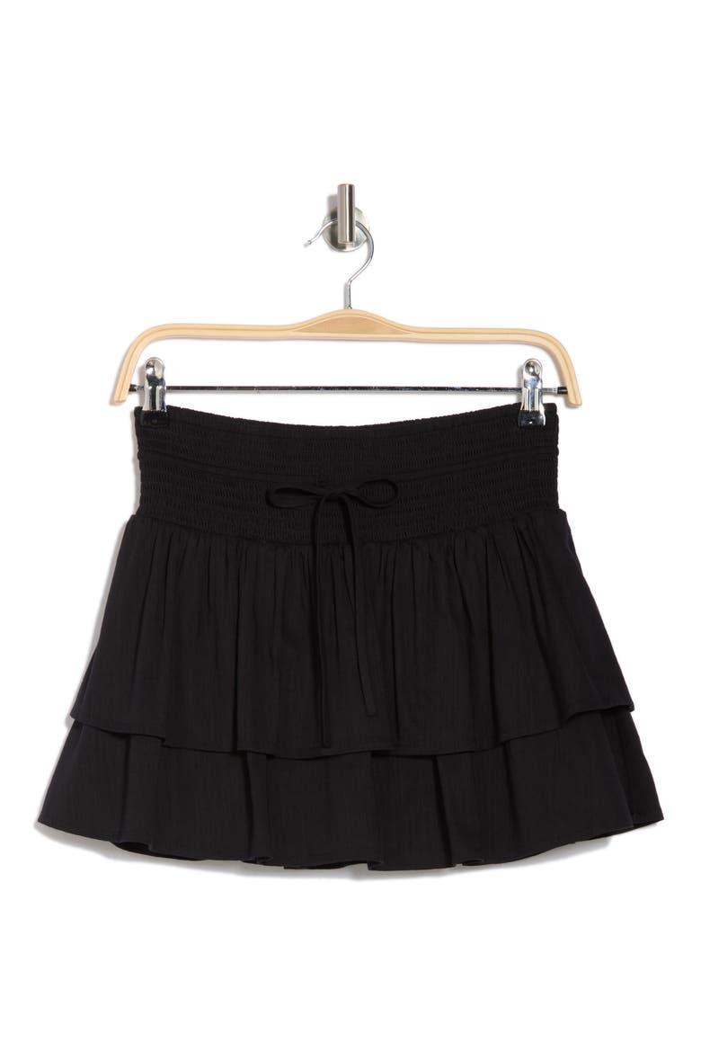 Tiered Mini Skirt, Alternate, color, BLACK