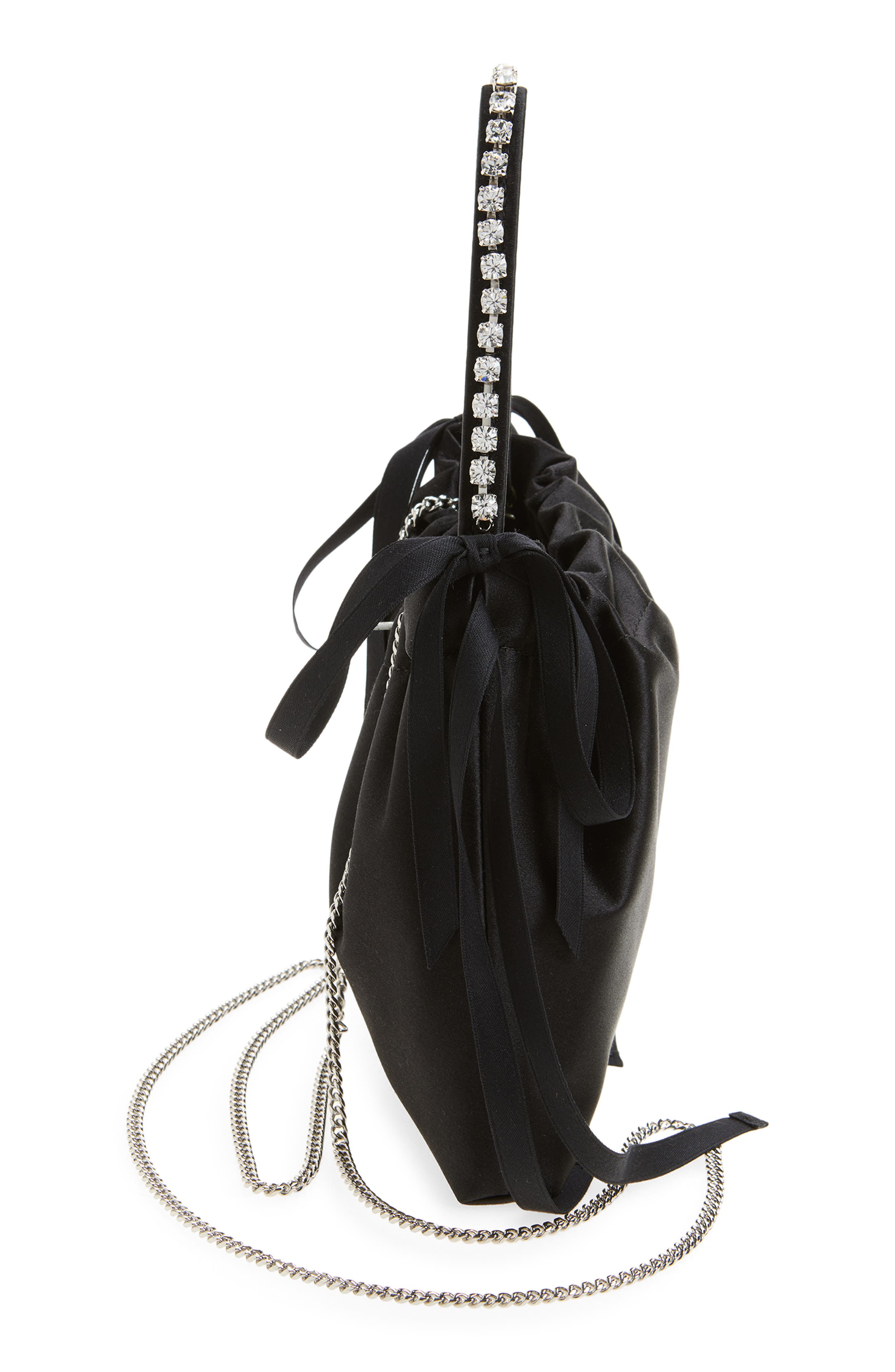 Jimmy Choo Mini Drawstring Top Handle Bag, Alternate, color, Black/ Black/ Silver