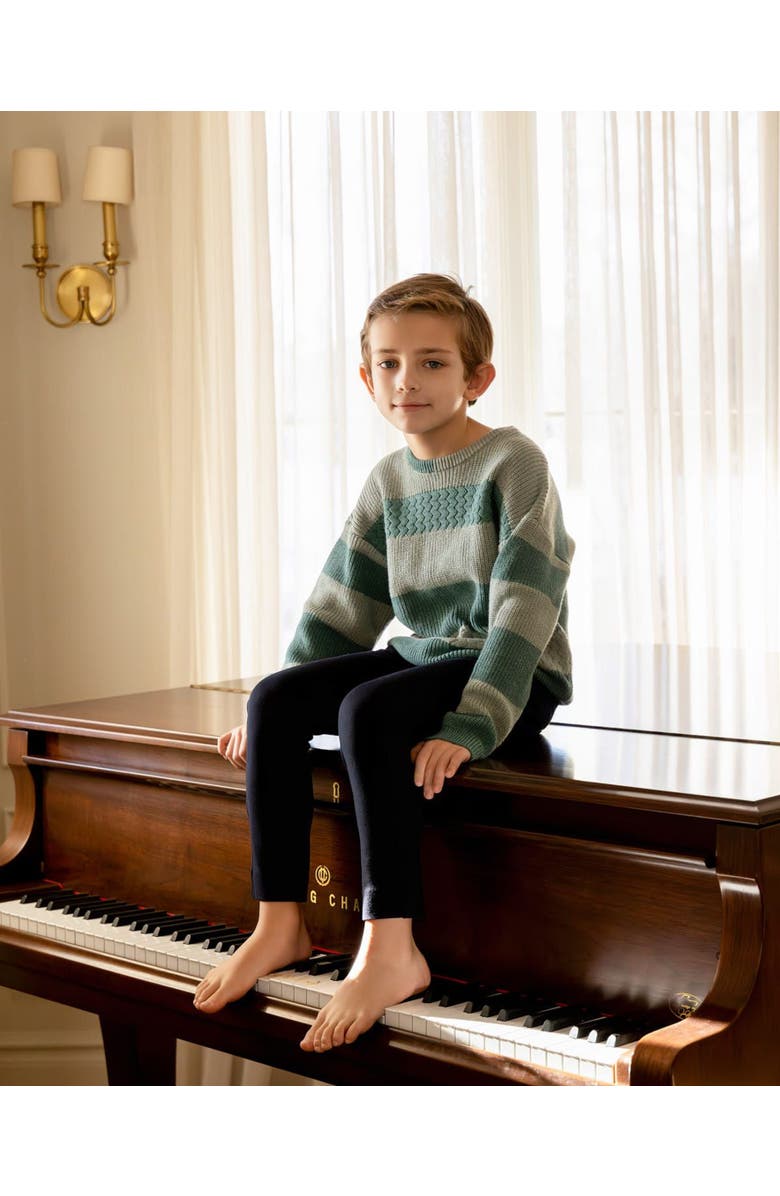 MiniMoi Kid's 2-Tone Striped Cotton Pullover Sweater, Alternate, color, Pale Aqua