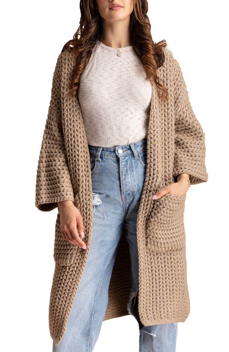 SAACHI Knit Open Front Cardigan, Main, color, Taupe