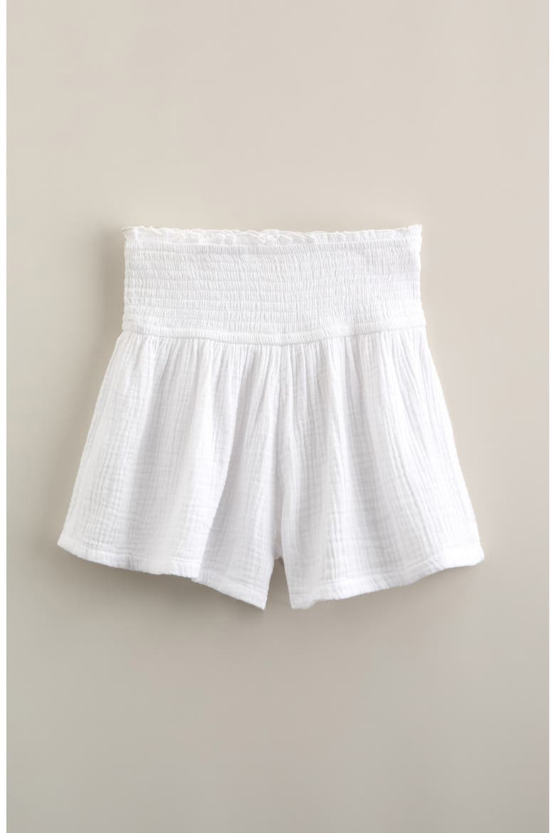 Kids' Smocked Waist Shorts, Alternate, color, WHITE