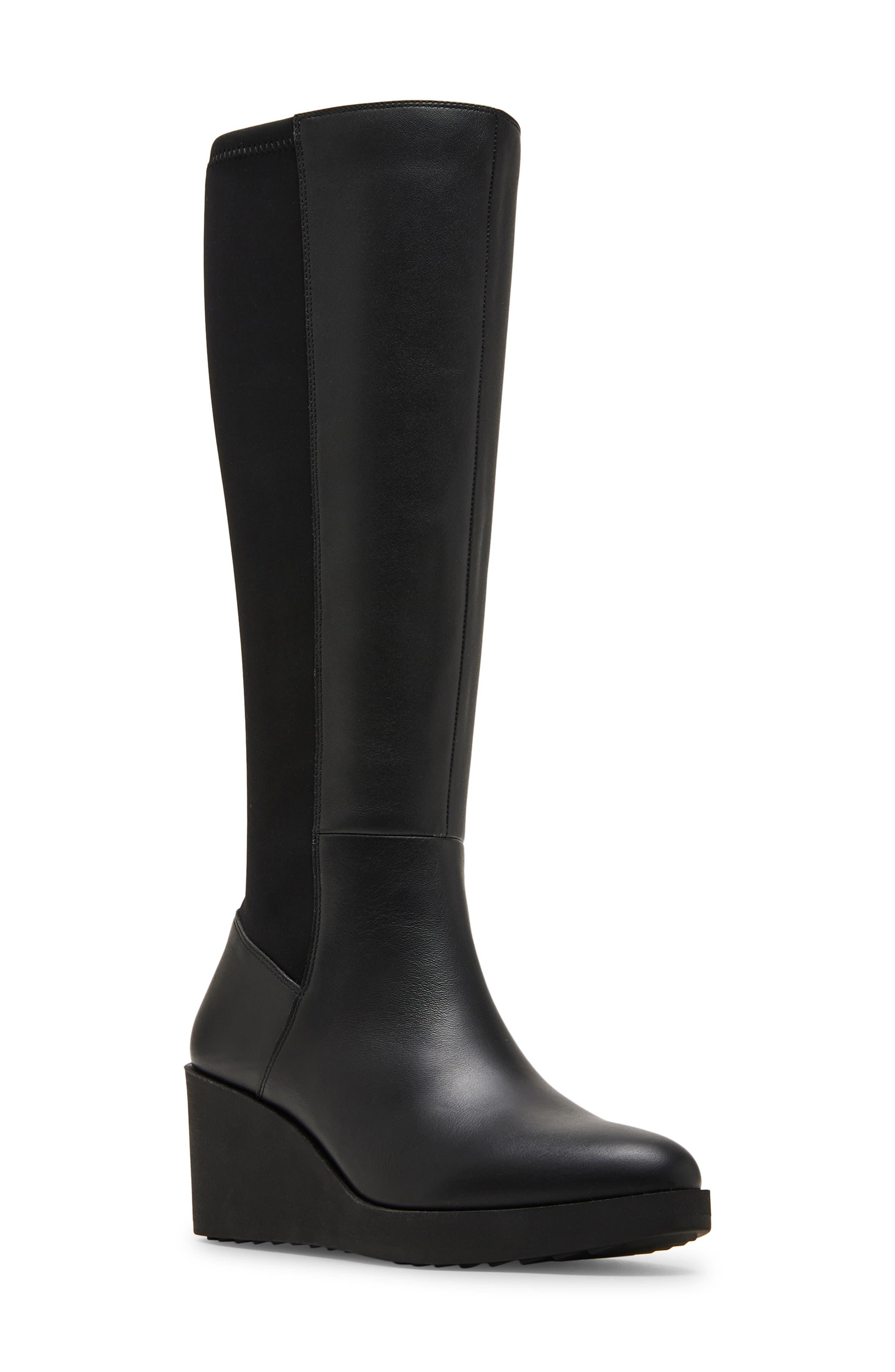 Blondo Monique Waterproof Wedge Boot, Main, color, Black Leather/ Stretch