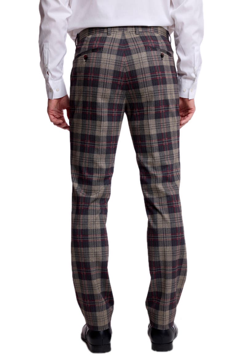Downing Slim Fit Plaid Pants, Alternate, color, BLK BG RED HB KNIT PLAID
