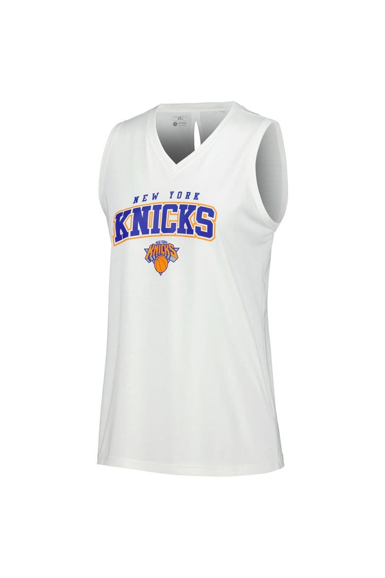 Women's Levelwear White New York Knicks Paisley Peekaboo Tank Top, Alternate, color, White