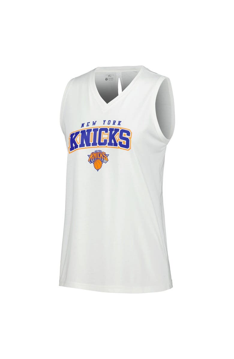 LEVELWEAR Women's Levelwear White New York Knicks Paisley Peekaboo Tank Top, Alternate, color, 