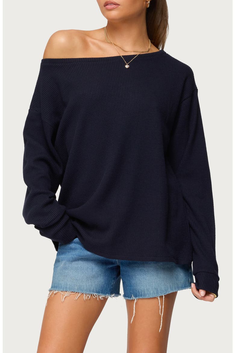 Damari One-Shoulder Oversize Sweater, Main, color, NAVY