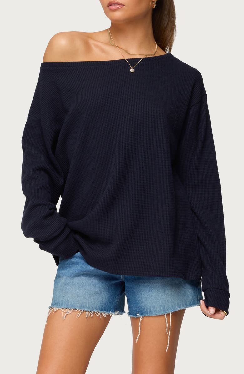 EDIKTED Damari One-Shoulder Oversize Sweater, Main, color, 