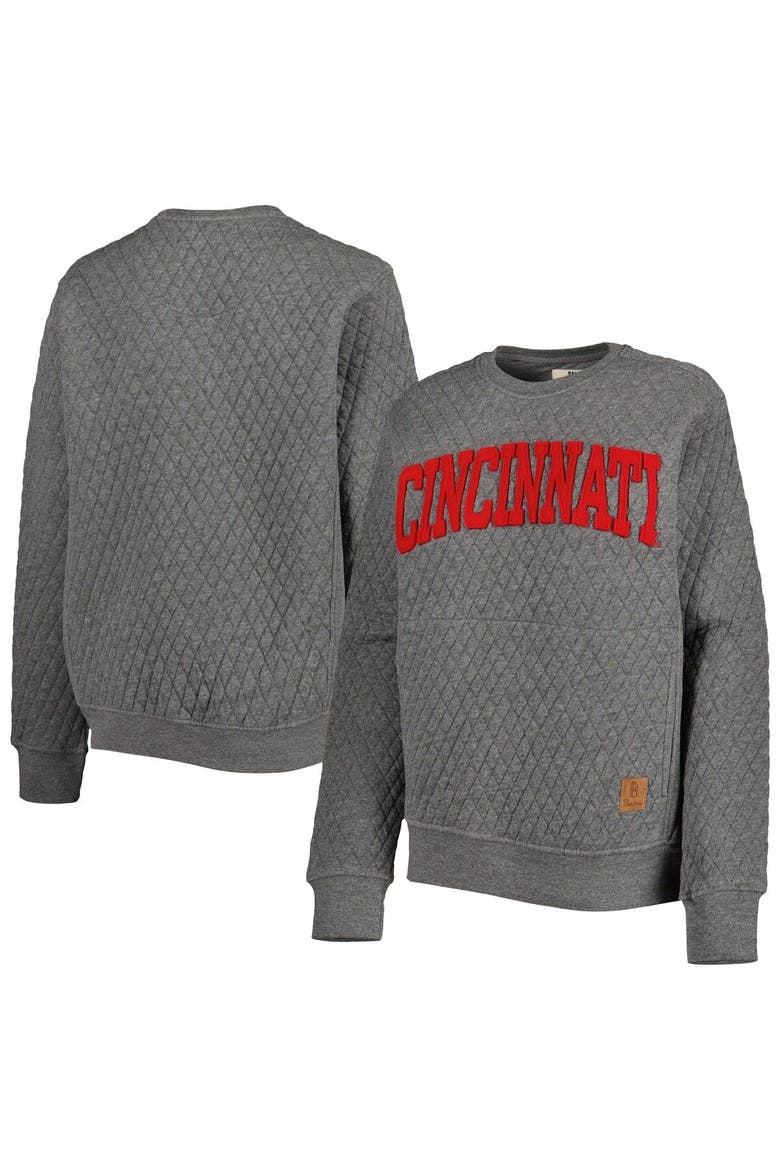 Women's Pressbox Heather Charcoal Cincinnati Bearcats Moose Quilted Pullover Sweatshirt, Main, color, Heather Gray