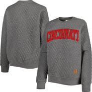 PRESSBOX Women's Pressbox Heather Charcoal Cincinnati Bearcats Moose Quilted Pullover Sweatshirt
