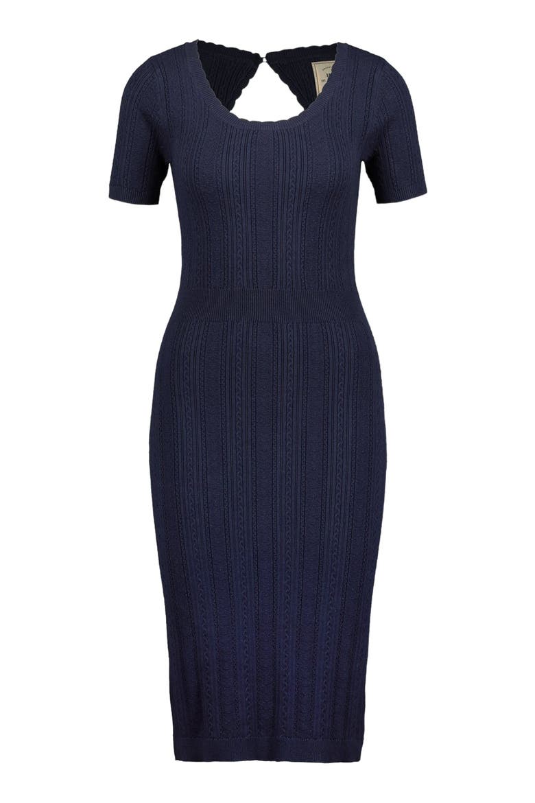 Women's Fitted Cable Sweater Dress, Alternate, color, Blue