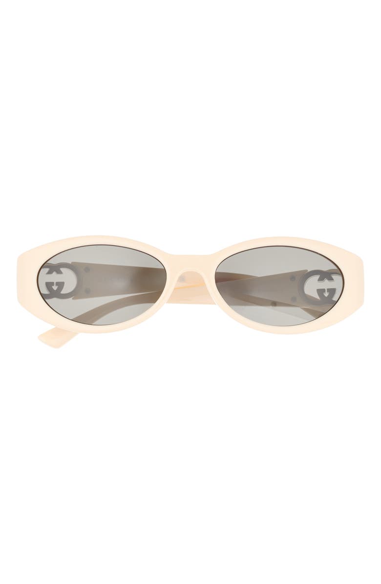 Gucci 56mm Oval Sunglasses, Main, color, Ivory Ivory Grey