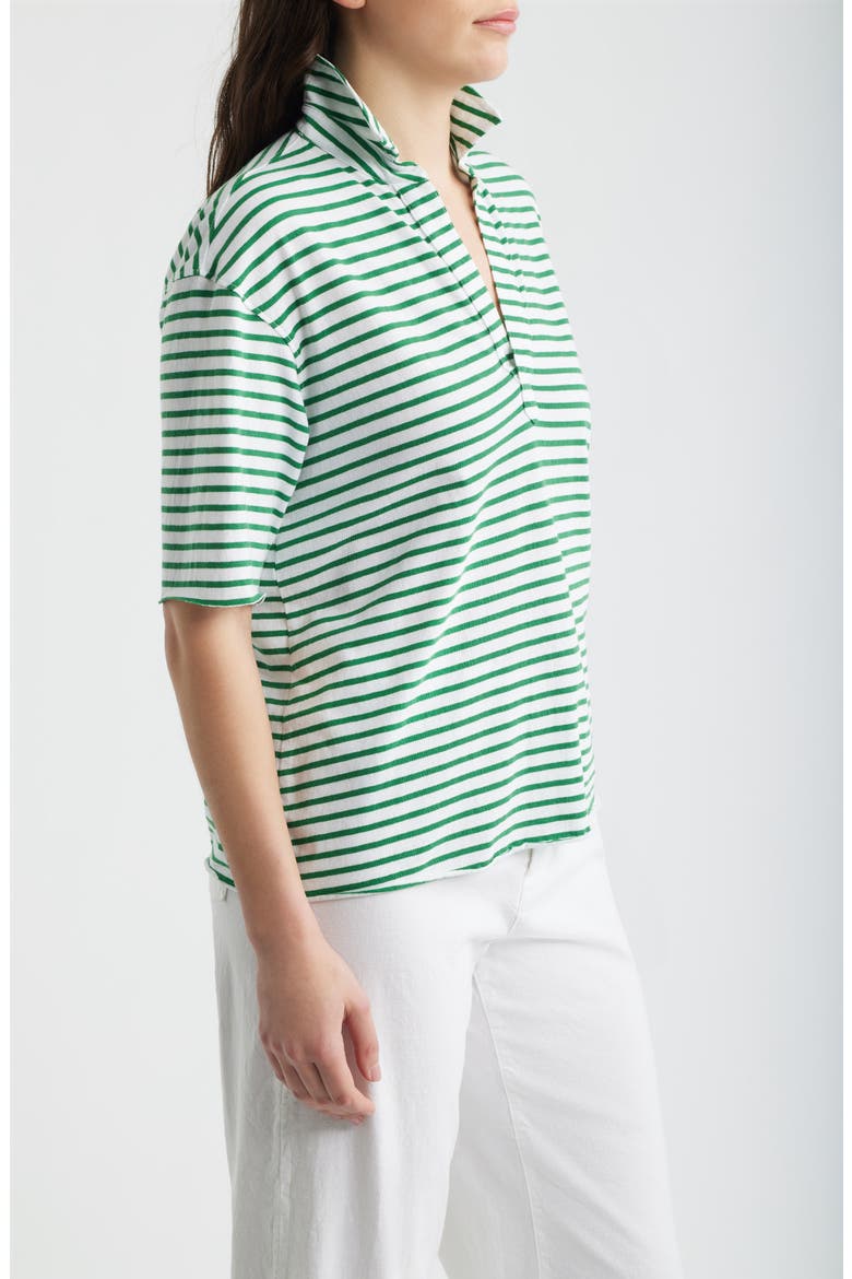 Patty Short Sleeve Henley, Alternate, color, GREEN AND WHITE STRIPE