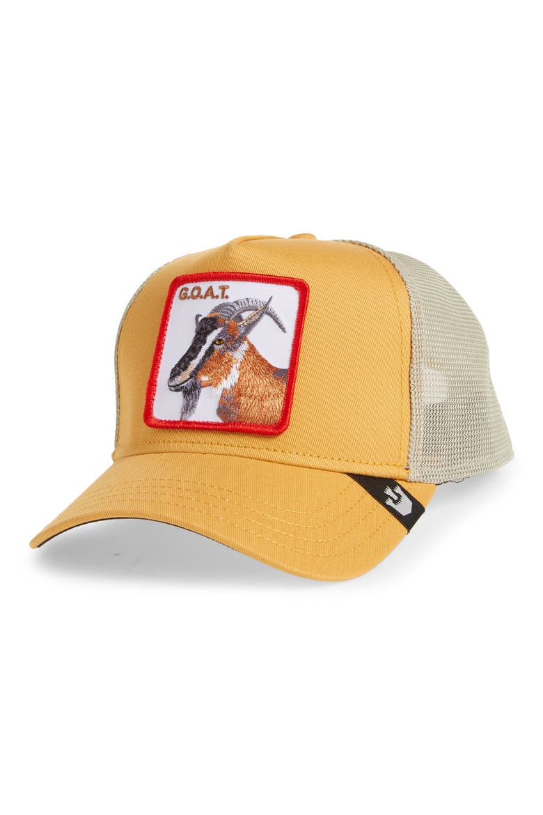 Embroidered Patch Trucker Hat, Main, color, GOLD
