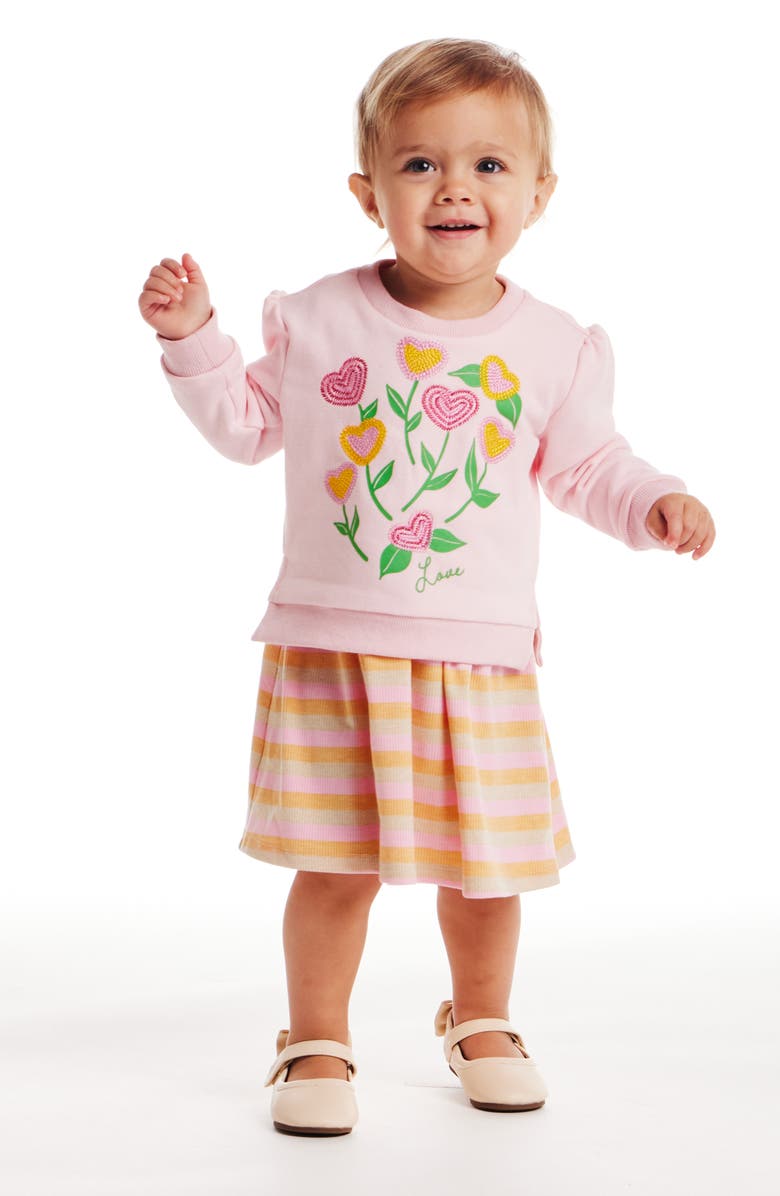Andy & Evan Flower Twofer Sweatshirt & Dress Set, Alternate, color, Pink