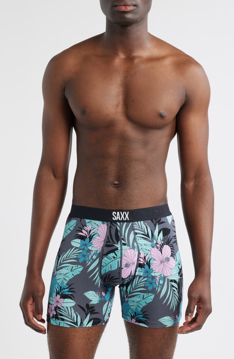 SAXX Assorted 2-Pack Ultra Super Soft Boxer Briefs, Alternate, color, Hibiscus Jungle/ Black