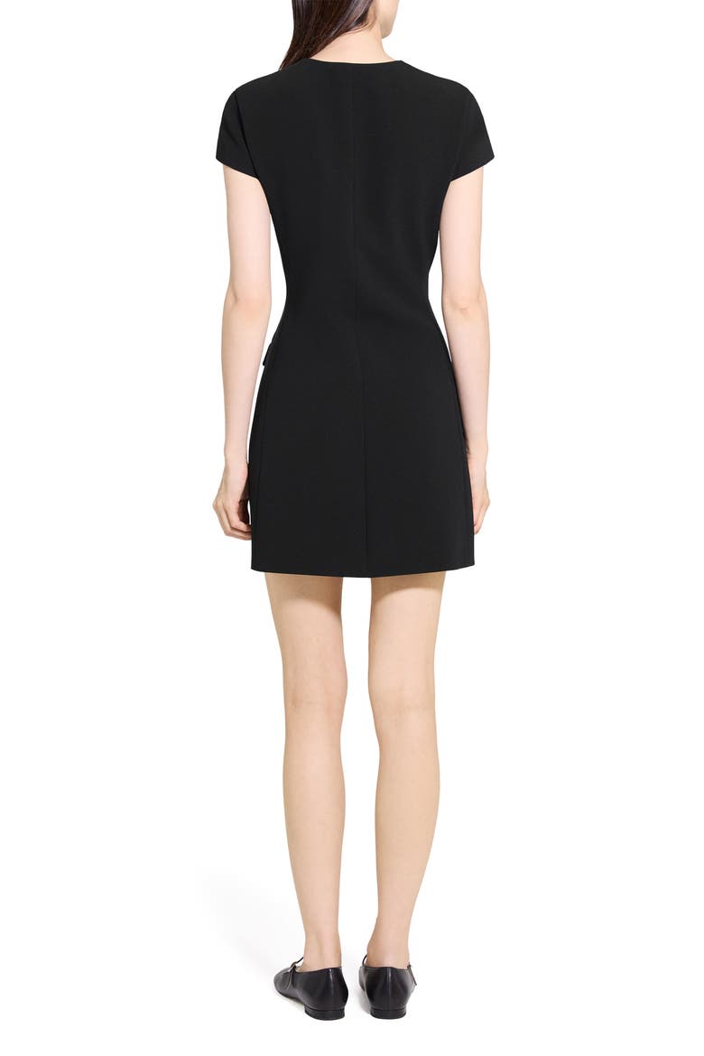 Short Sleeve Front Zip Minidress, Alternate, color, BLACK