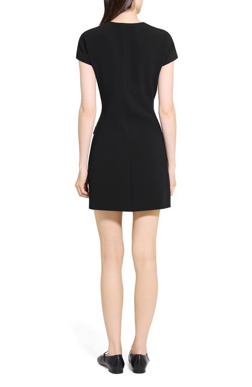 Theory Short Sleeve Front Zip Minidress In Black
