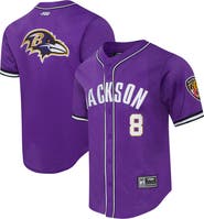 PRO STANDARD Men's Pro Standard Lamar Jackson Purple Baltimore Ravens Mesh Button-Up Baseball Jersey