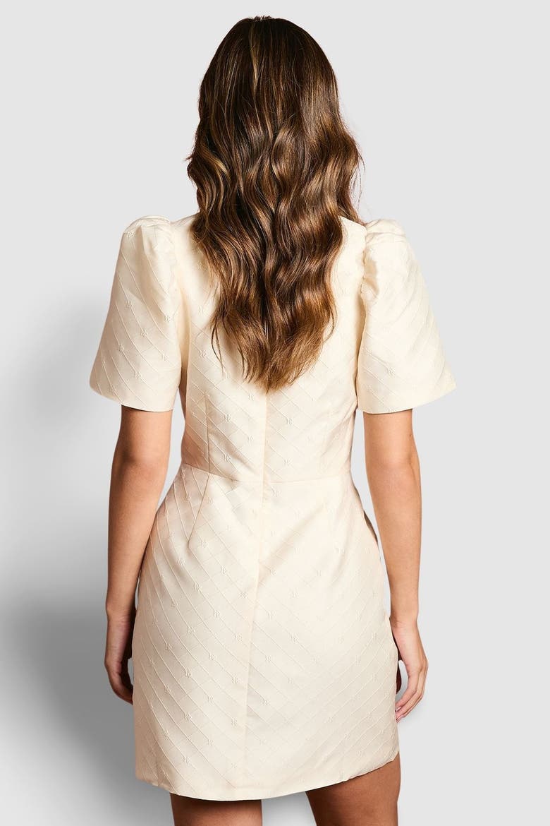 Jacquard Bow Mini Dress, Alternate, color, Ivory