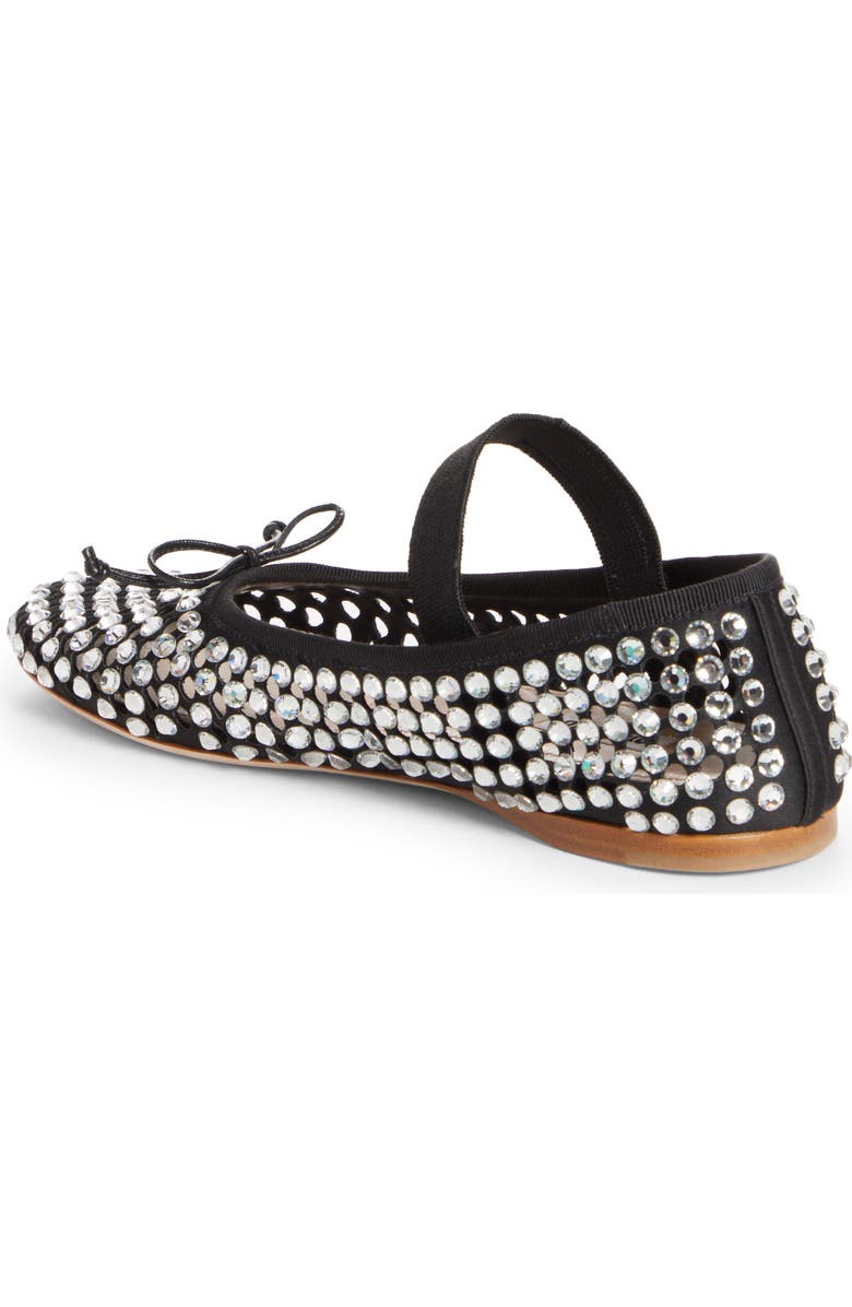 Miu Miu Crystal Embellished Fishnet Mary Jane Ballet Flat, Alternate, color,