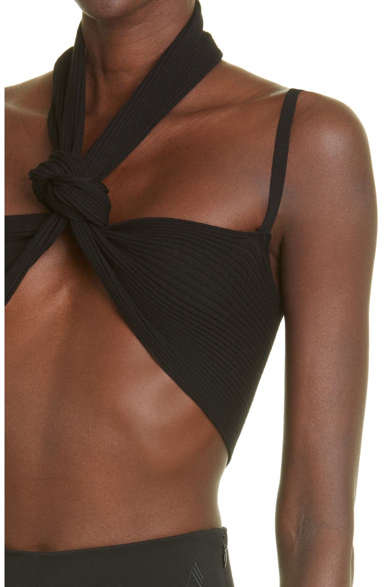 Mali Halter Neck Rib Crop Top, Alternate, color, BLACK