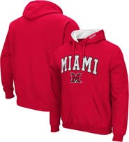 COLOSSEUM Men's Colosseum Red Miami University RedHawks Arch and Logo Pullover Hoodie