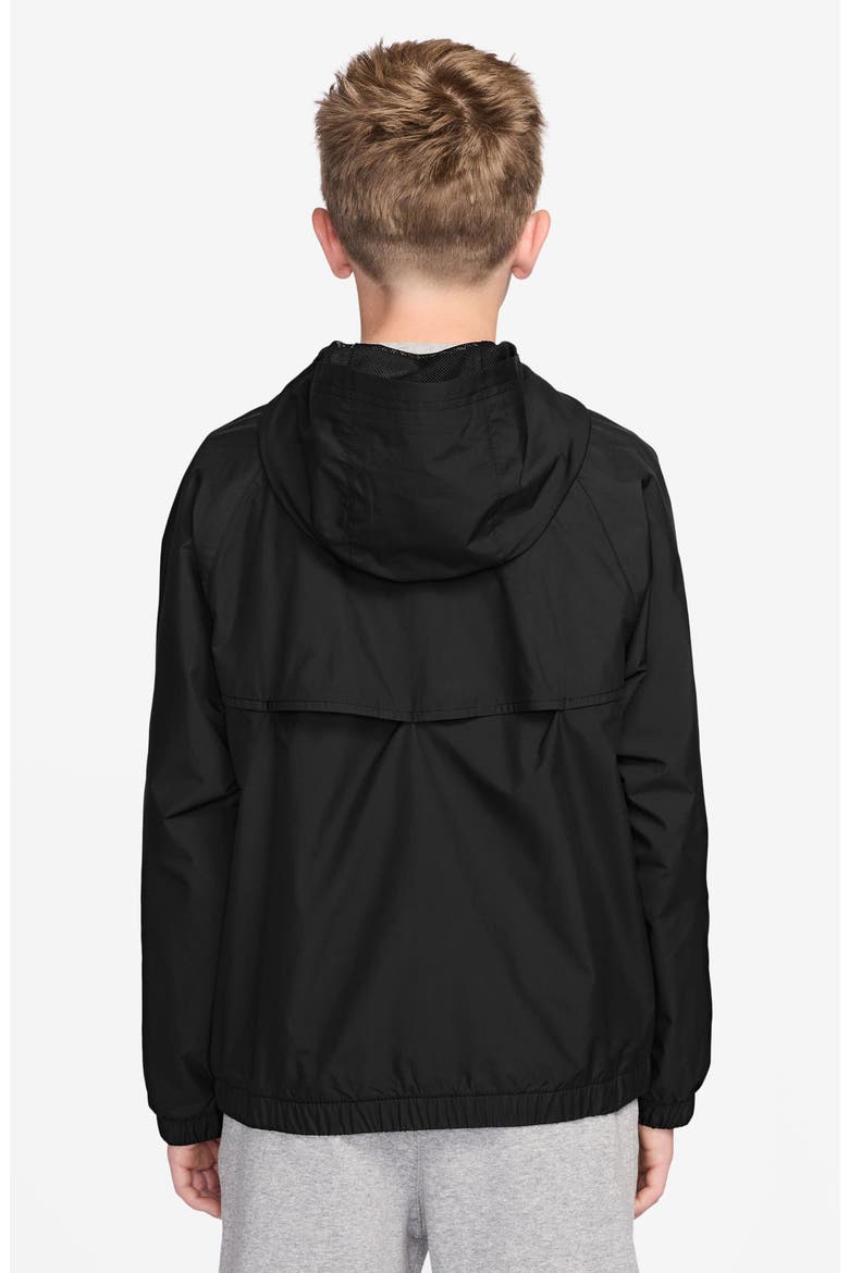 Kids' Windrunner Water Repellent Hooded Zip-Up Jacket, Alternate, color, 010 BLACK/BLACK/WHITE