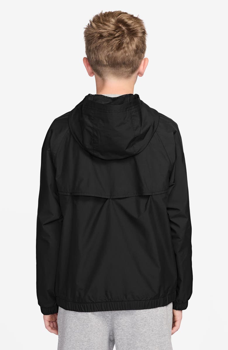 Nike Kids
 Windrunner Water Repellent Hooded Zip-Up Jacket, Alternate, color, Black/ Black/ White