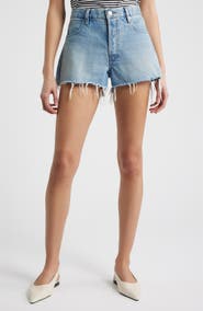 FRAME The Hang Frayed Hem Denim Shorts